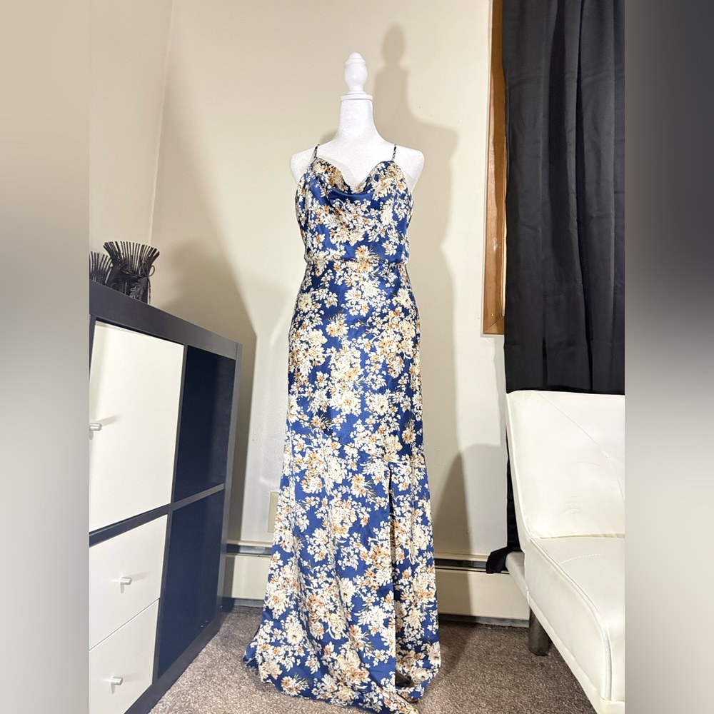 Floral Blue High Low Dress
